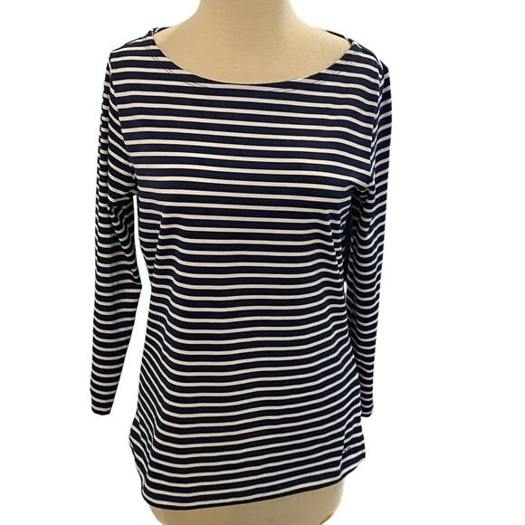 Small Vineyard Vines Sankaty Boatneck Striped Navy White Performance Fabric - Picture 1 of 8